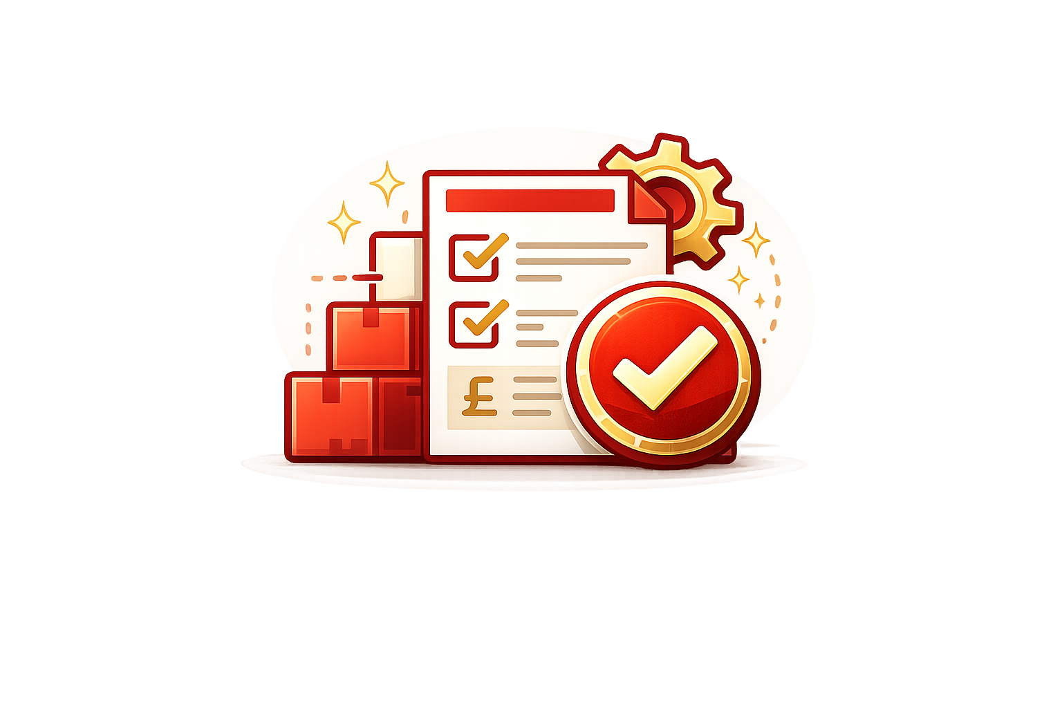 “Build your own quote icon with checklist, moving boxes and pound symbol”