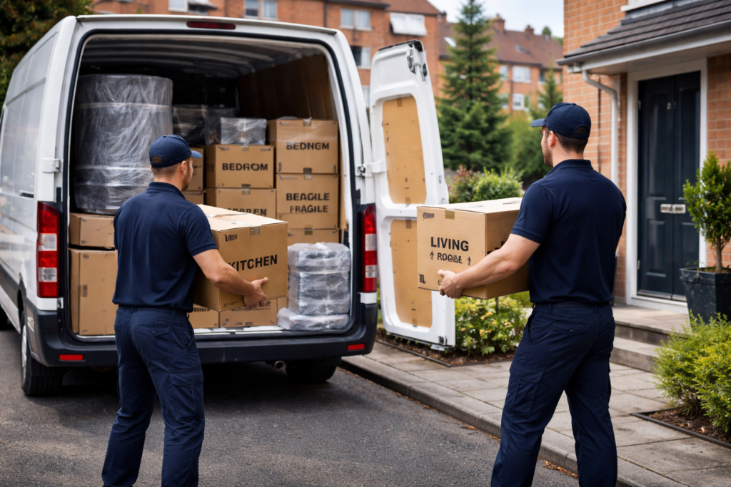 removals Greater Manchester van ready for a cross borough move